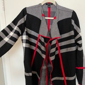 Plaid Flowy Open Sweater